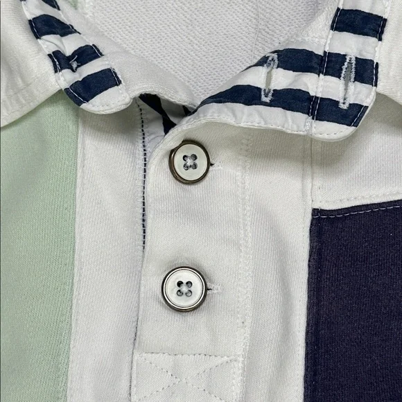 We The Free American Dream Polo Long Sleeve Sweatshirt Colorblock Green Blue S - Picture 5 of 15